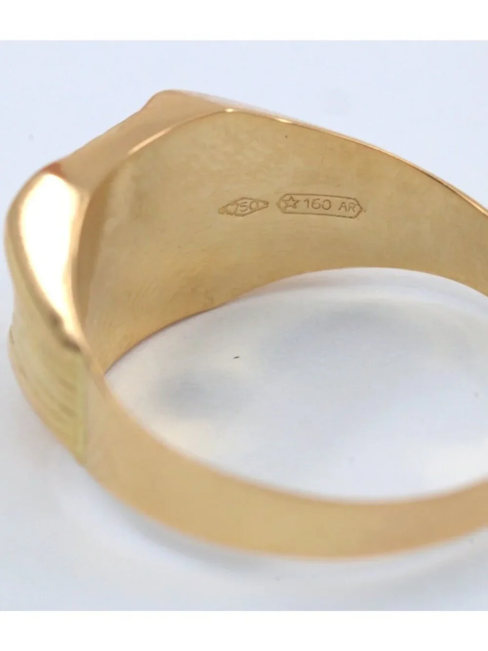 Vintage 18K Solid Yellow Gold Italian Diamond Cut Starburst Signet Ring Size 8.5